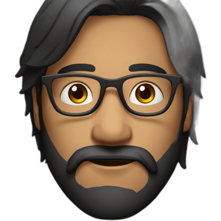 Face only black hair Indian with glasses and 3 daybeard emoji