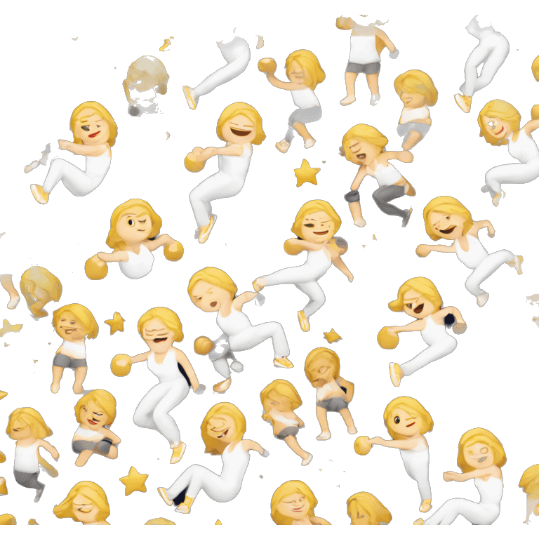 white woman doing her workout with stars around emoji