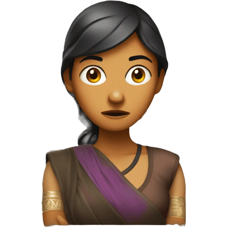 Scared Indian lady coding emoji