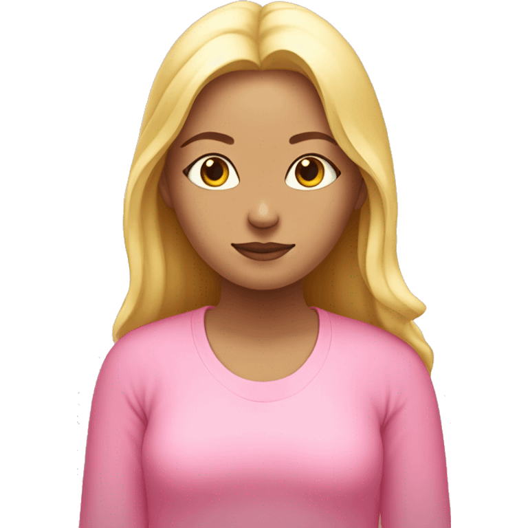 blonde girl in meditation in pink clothes emoji