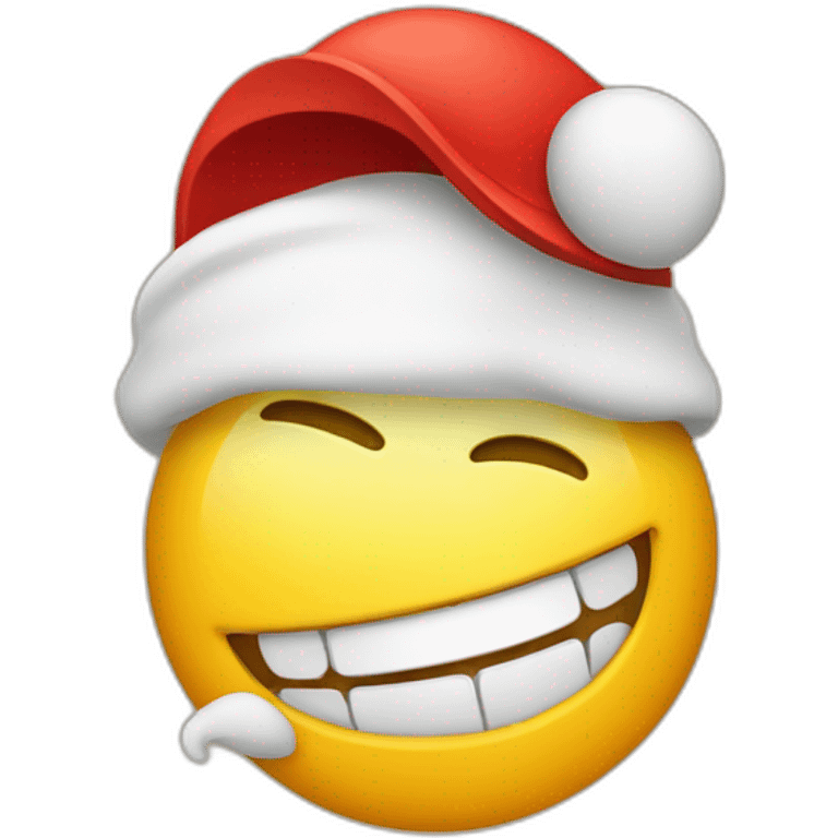 ios classic round yellow emoji with smiling showing teeth an red cap. no ears emoji