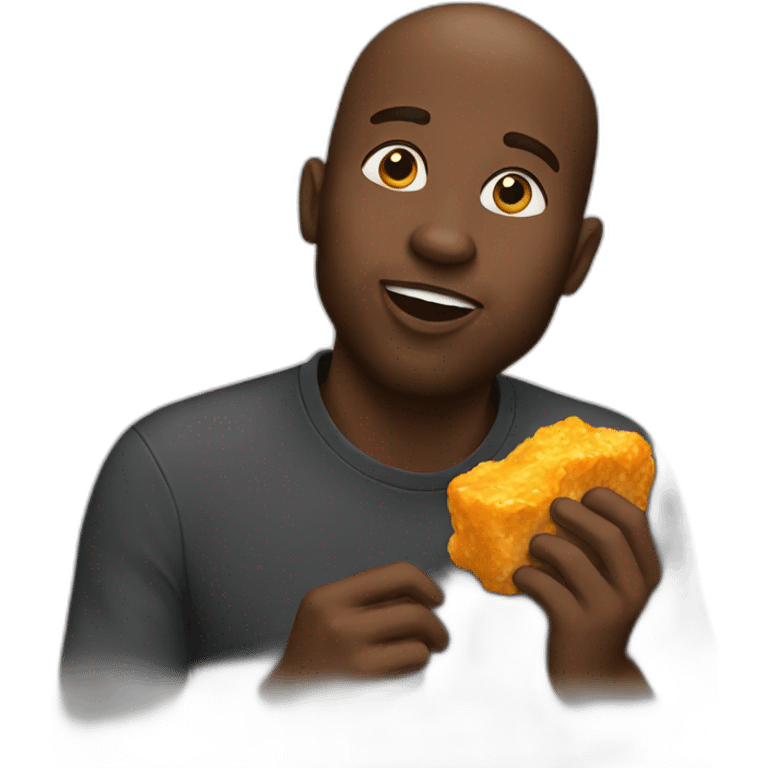 A black man eating nugget emoji