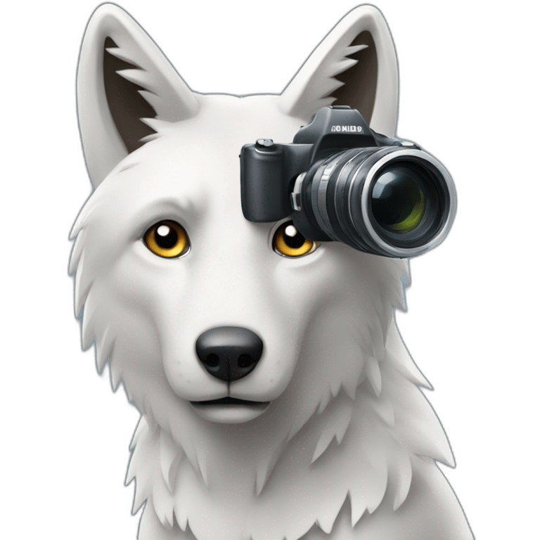 loup avec une caméra emoji