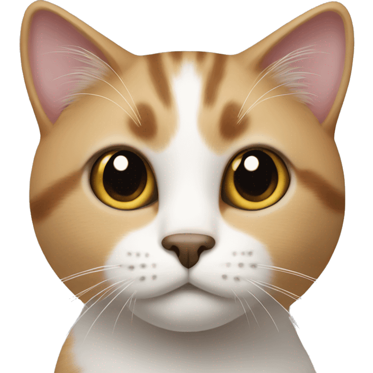 White and brown cat with black spot on the nose emoji