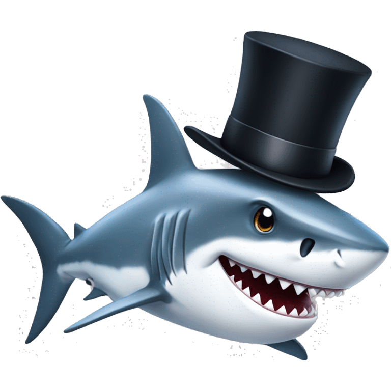 Shark with a top hat emoji