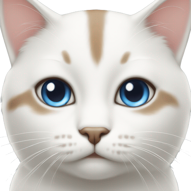 White cat with brown stripes and blue eyes emoji