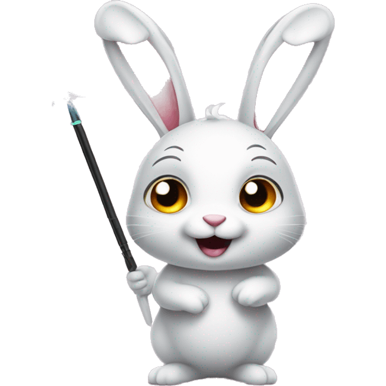 a rabbit with a magic wand emoji