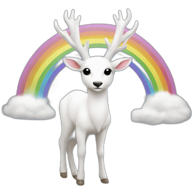 white deer front of the rainbow emoji