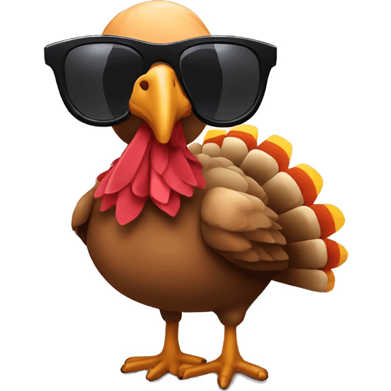 A thanksgiving turkey wearing sunglasses emoji