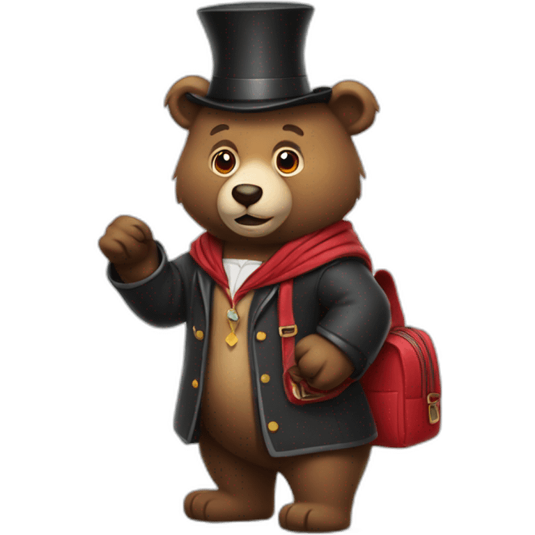 a bear magician wearing a school bag emoji