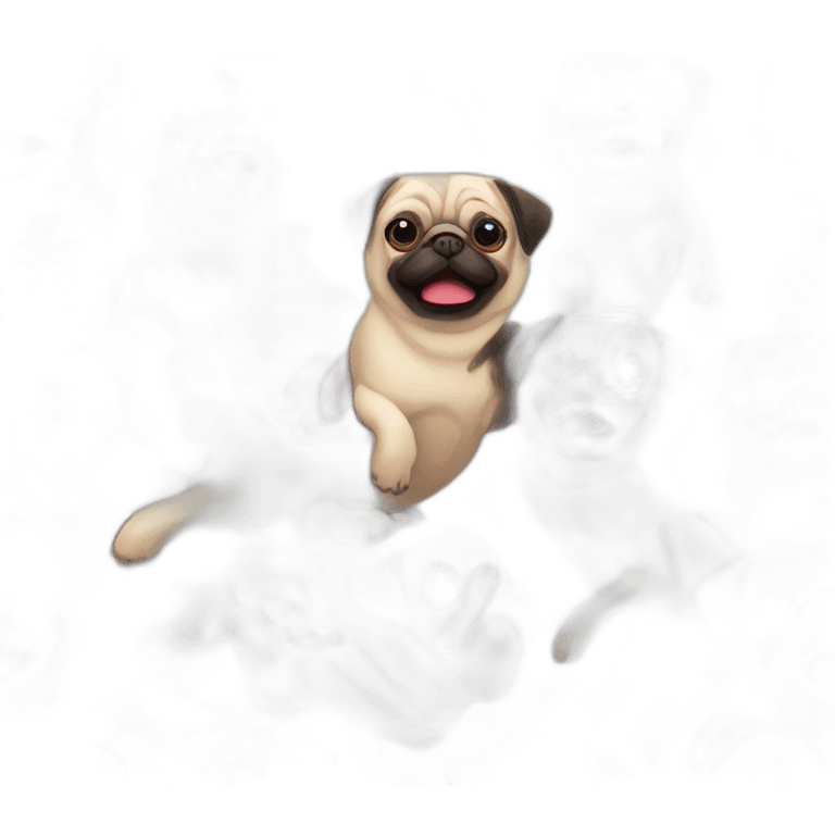 A crazy pug with stuck tongue making a crazy face emoji