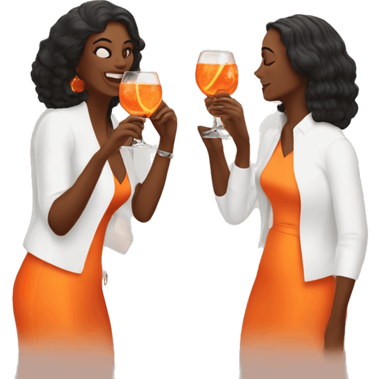 three bright women drinking aperol spritz emoji