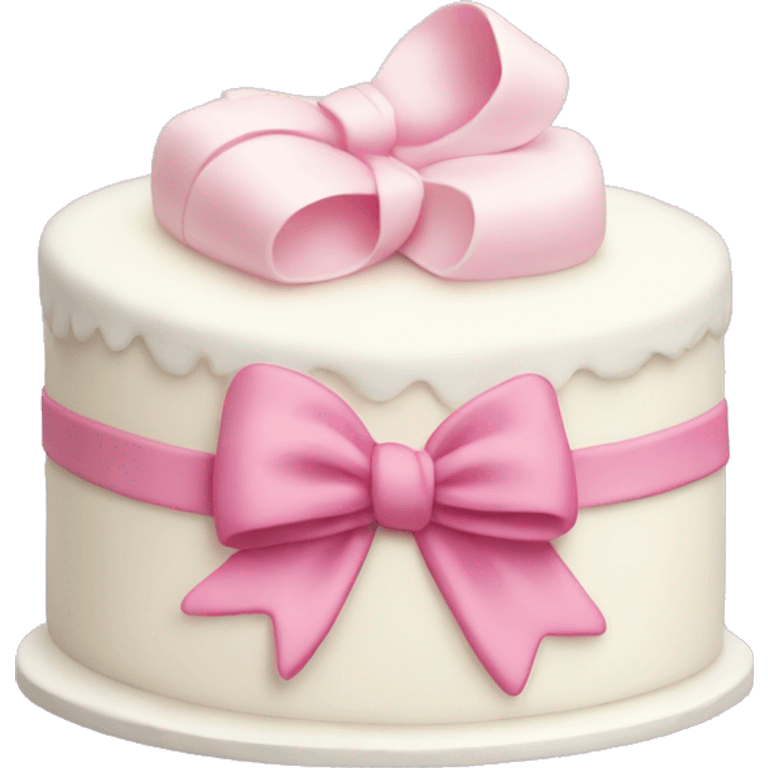 White cake with a pink bow emoji