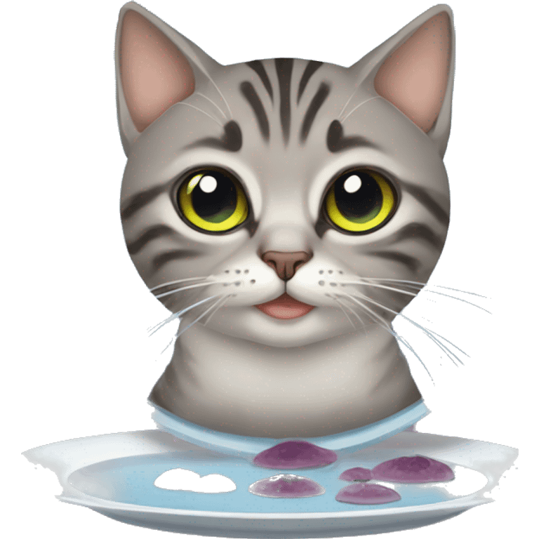 cat in a plate ufo with different emotions emoji