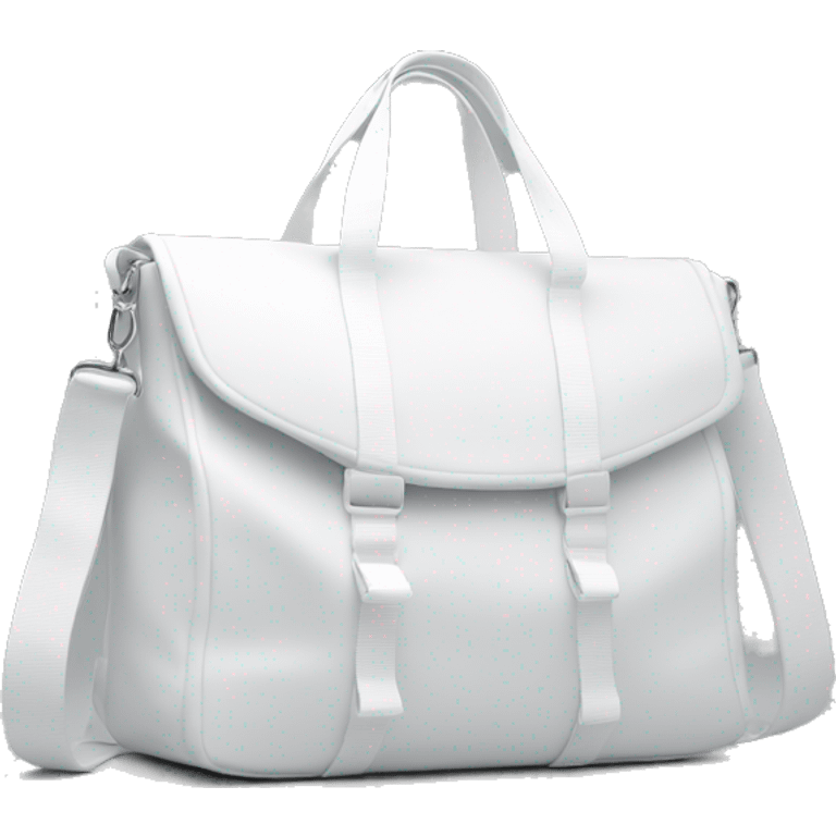 all white shoulder gym bag, white strap emoji