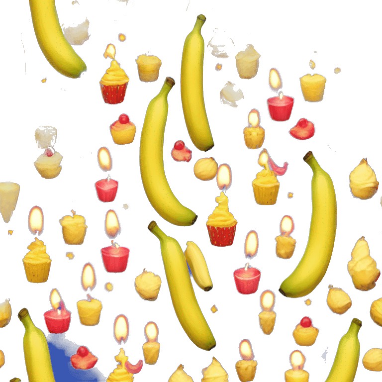 Banane avec des bougies d'anniversaire dessus m emoji