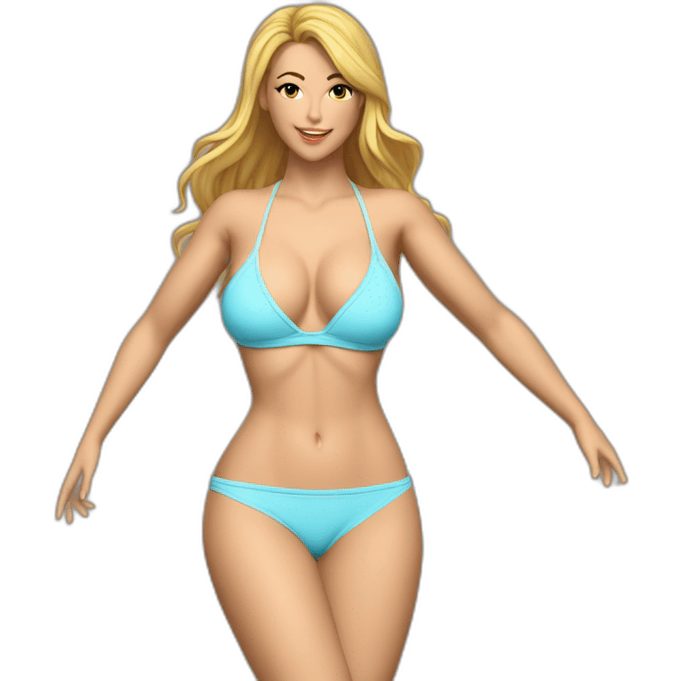 Sexy pose soft-fit Caucasian woman bikini (beach body) bed emoji