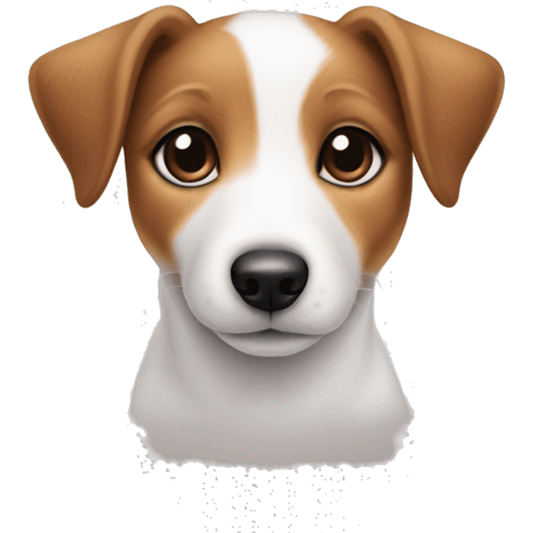 Jack Russell Puppy that’s an angel with brown over its eyes and white down the center of its head emoji