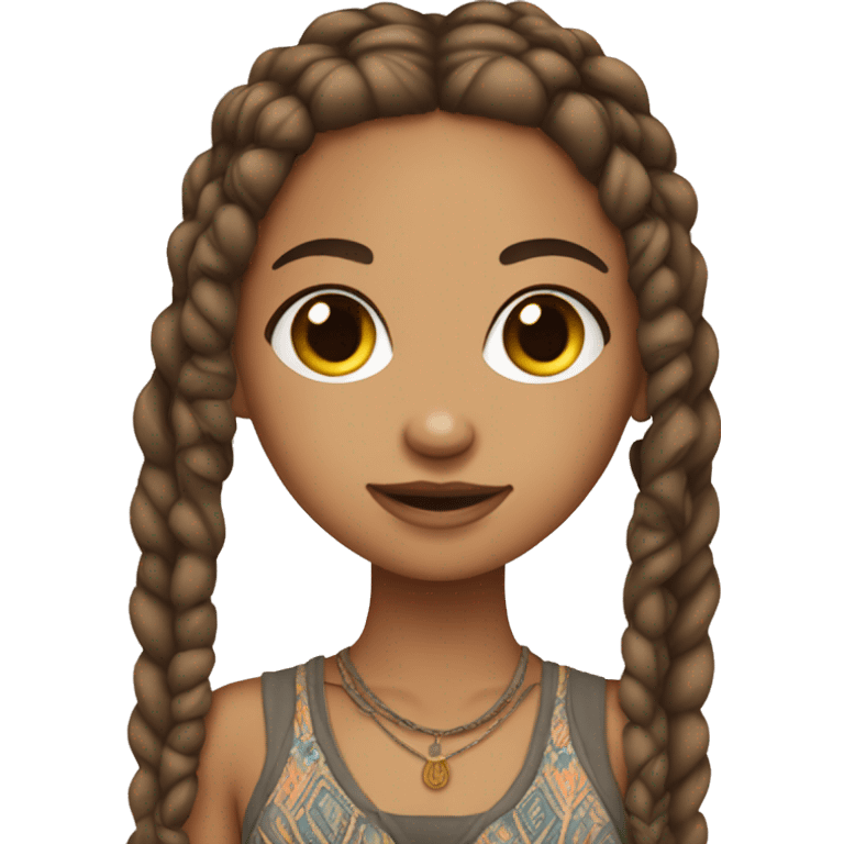 Skinny lightskin girl with boho braids emoji