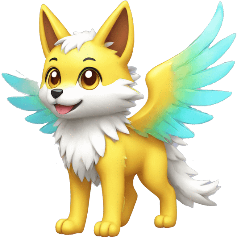 Kawaii Cute Colorful Shiny Winged Wolf-Pokémon full body emoji