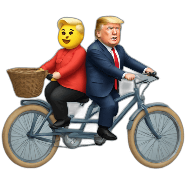 Trump,kim jong un riding bicycle together emoji