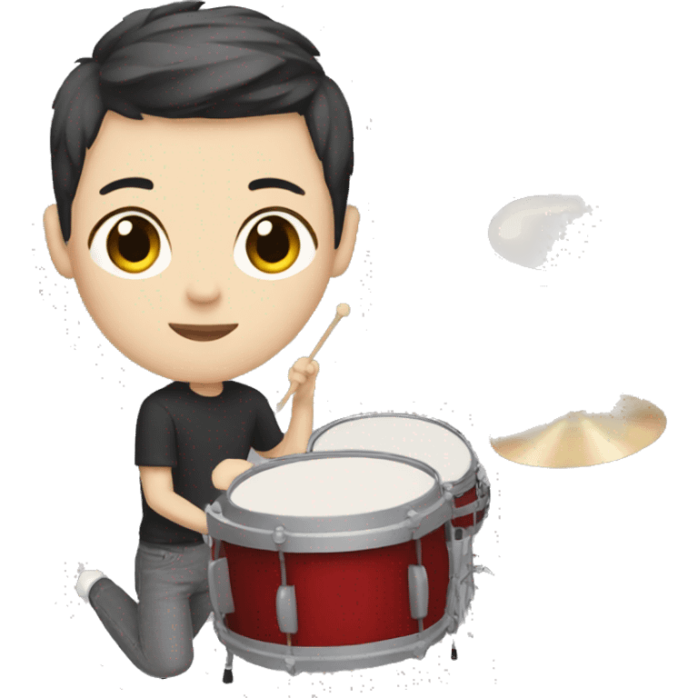 teenager with white skin and short hair playing drums emoji