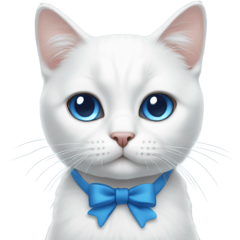 white cat blue bow emoji