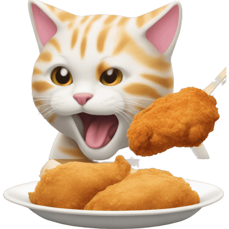 cat eating fried chicken  emoji