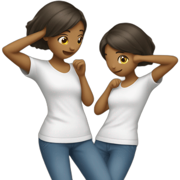 2 filles qui font un dab emoji