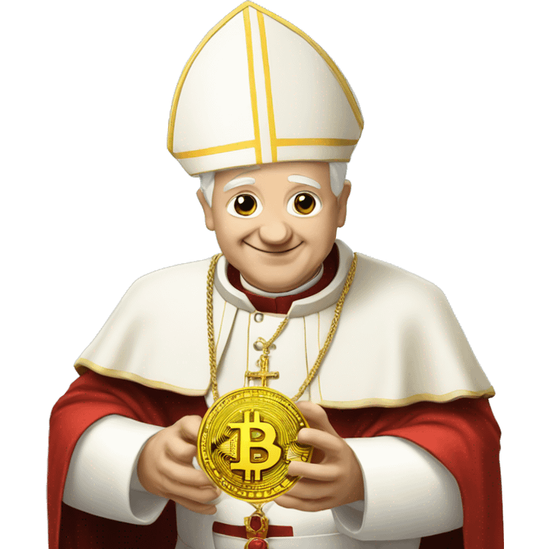 The pope holding Bitcoin emoji