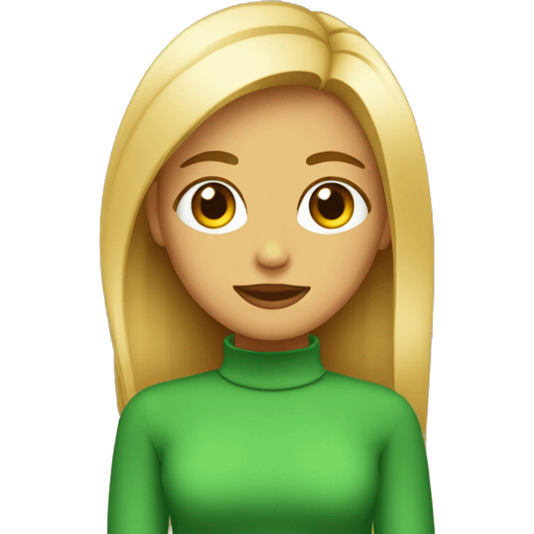 Chica un poco rubia con ojos color verde con café. emoji