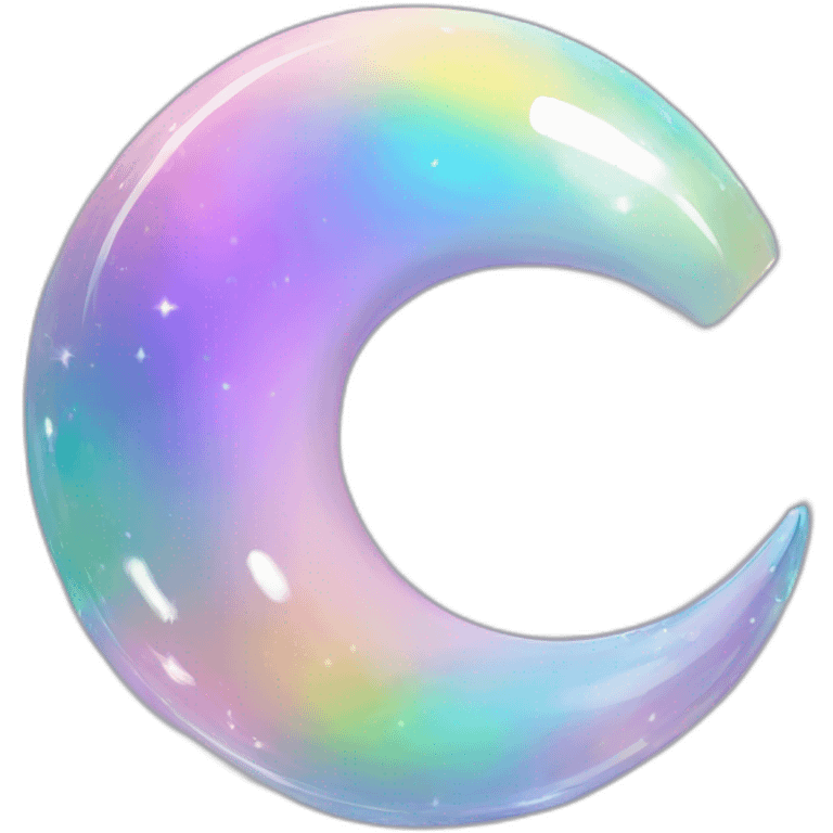 Pastel iridescent rainbow crystal crescent orb emoji