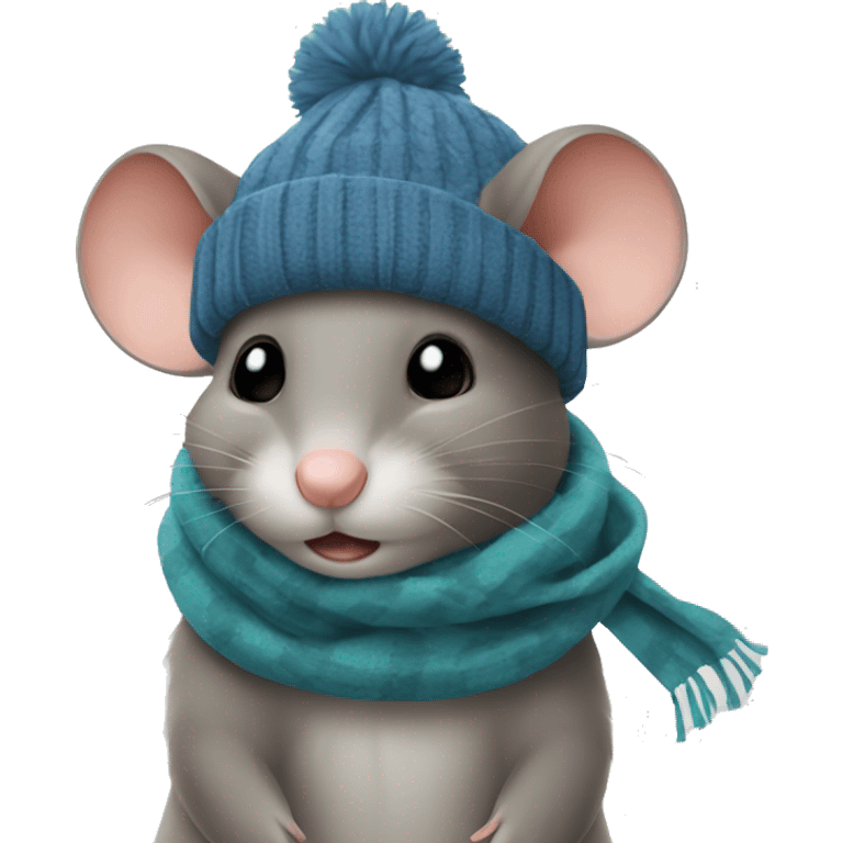 Mouse in cap and scarf emoji