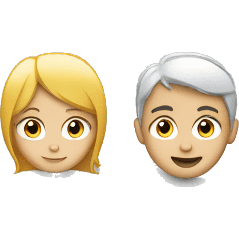 Girl and boy laptop with light above head emoji