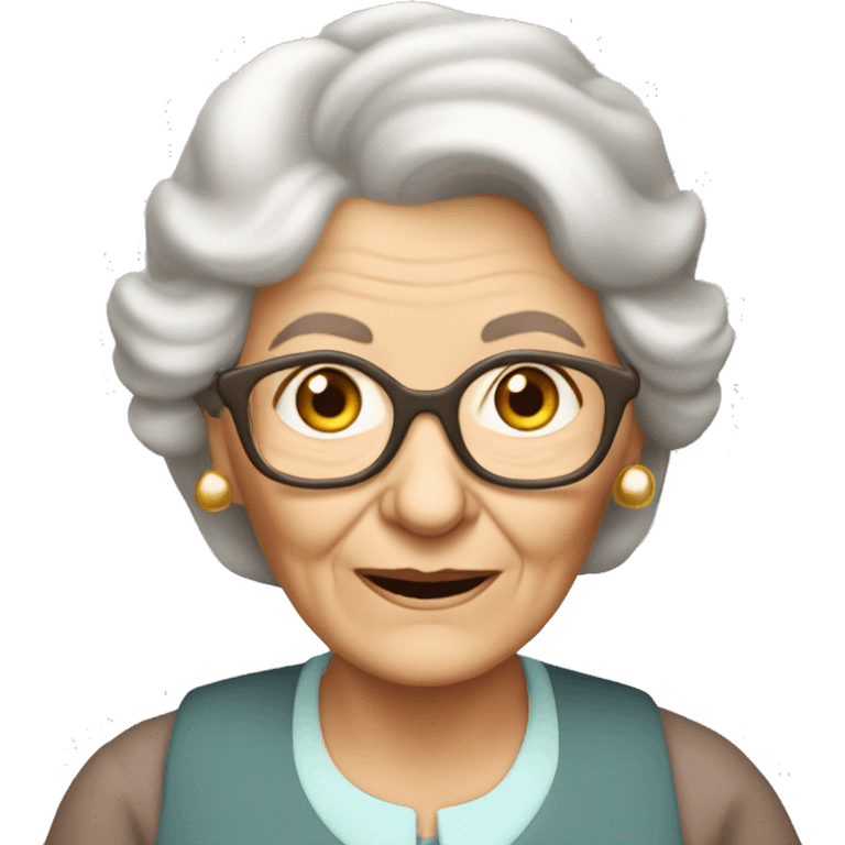 old white grandmother blogger with iPhone emoji