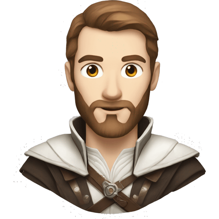 portrait of handsome pale man with brown hair and beard as assassins creed uniform emoji