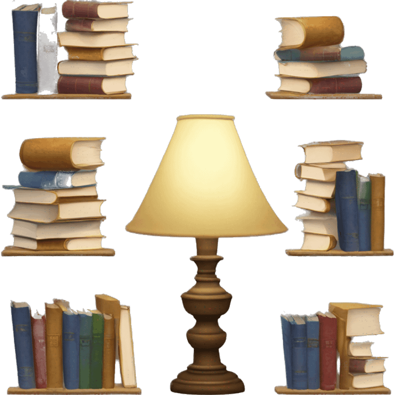 Lamp and stacks of books  emoji