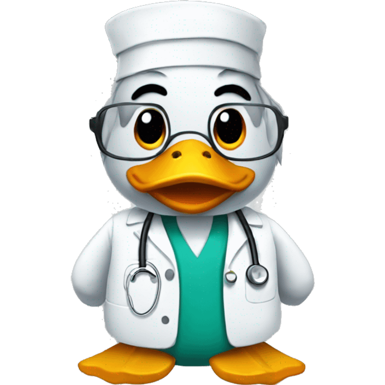 a duck that is a doctor emoji