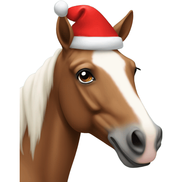 Horse wearing a Santa hat emoji