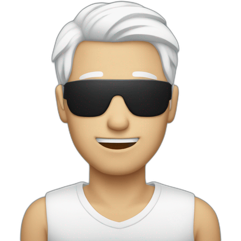 Guy with white hair with a blind fold emoji