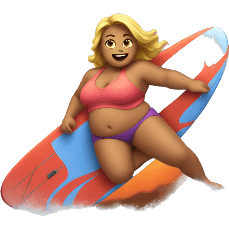 Fat girl surfing on lava emoji