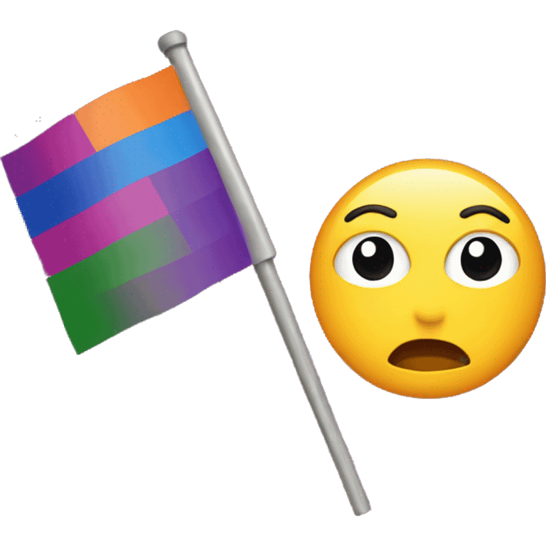 Lesbian flag with a surprised emoji emoji