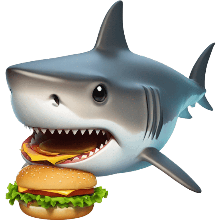 Shark eating a burger emoji