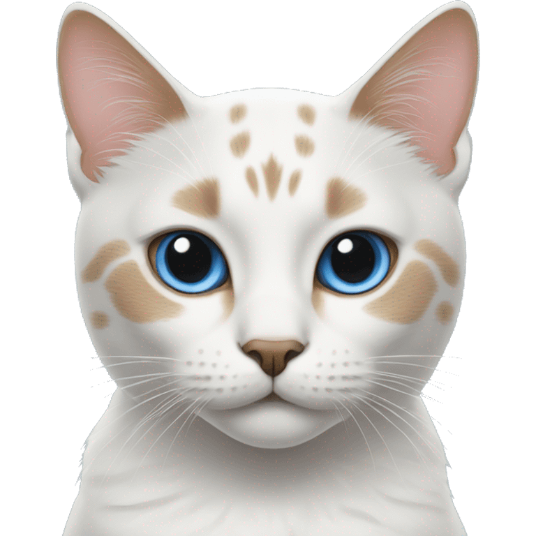 a cat with a blue spot on the left ear and on the left eye emoji