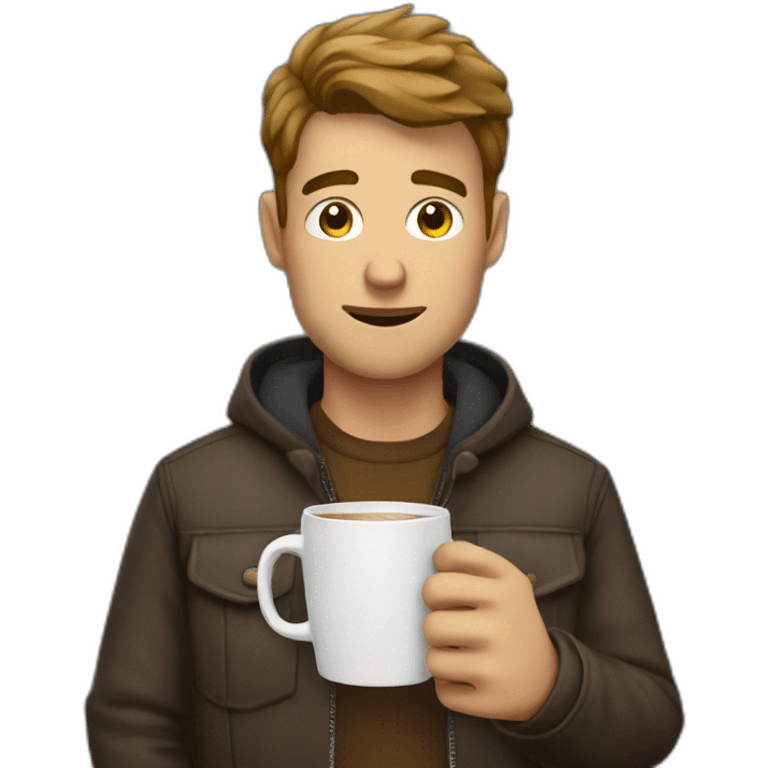 A guy with a coffee and looking at his phone emoji