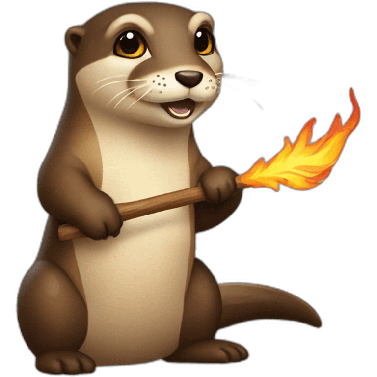 Une loutre avec un Lance flamme emoji