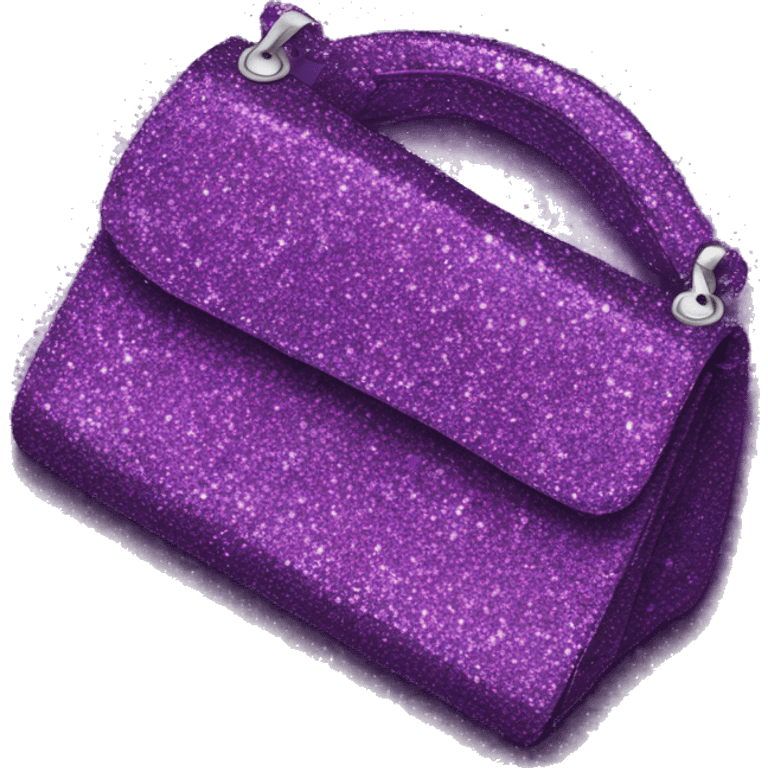 Realistic purple Sparkle glitter designer purse isolated.  emoji