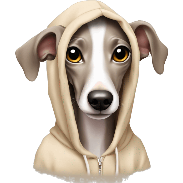 Cute dog Italian greyhound beige color in hoodie  emoji