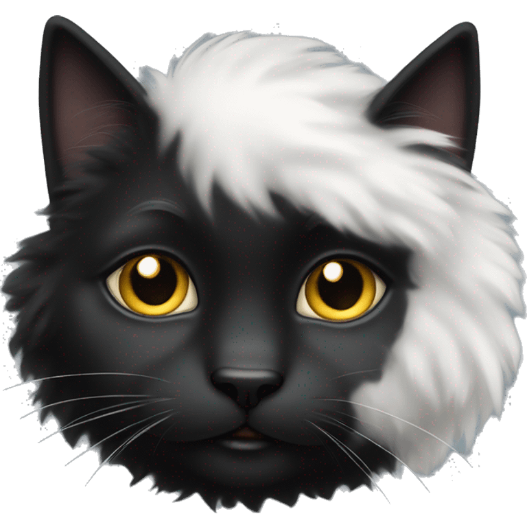 fluffy black cat with white spot on nose emoji