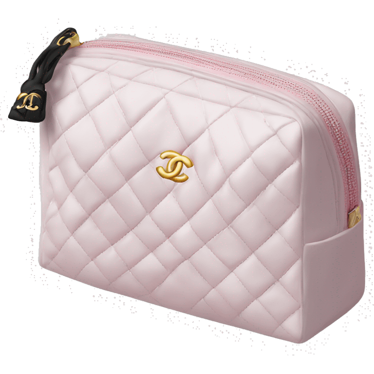 White and pink Chanel cosmetic makeup bag  emoji